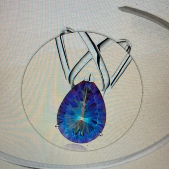 NWOT - 7.00 ct Blue Pear Quartz Slide Pendant Reversible Omega Choker Necklace* - Picture 8 of 8